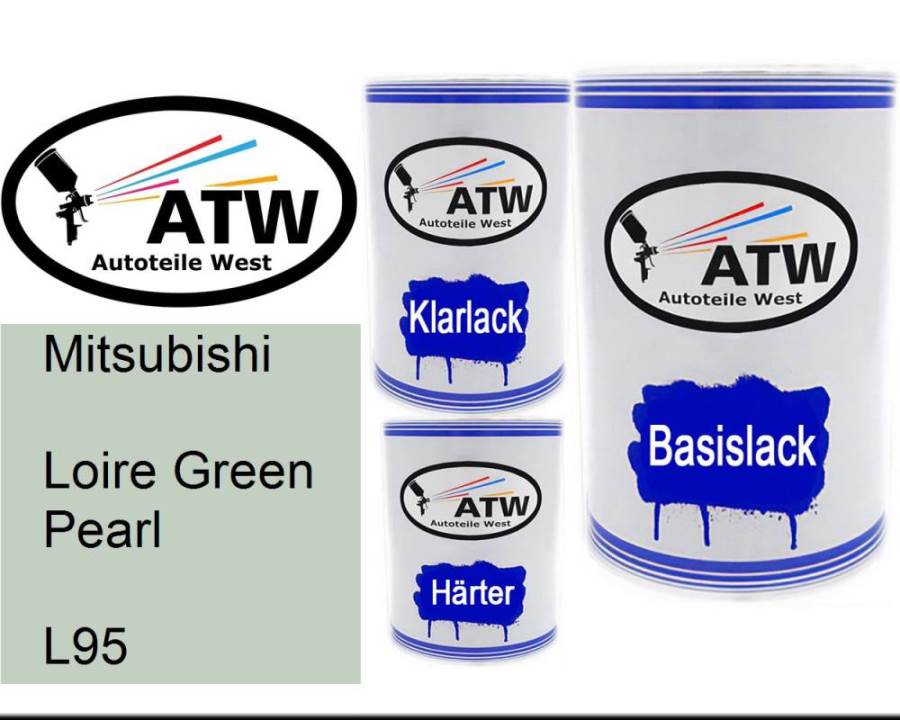 Mitsubishi, Loire Green Pearl, L95: 500ml Lackdose + 500ml Klarlack + 250ml Härter - Set, von ATW Autoteile West.